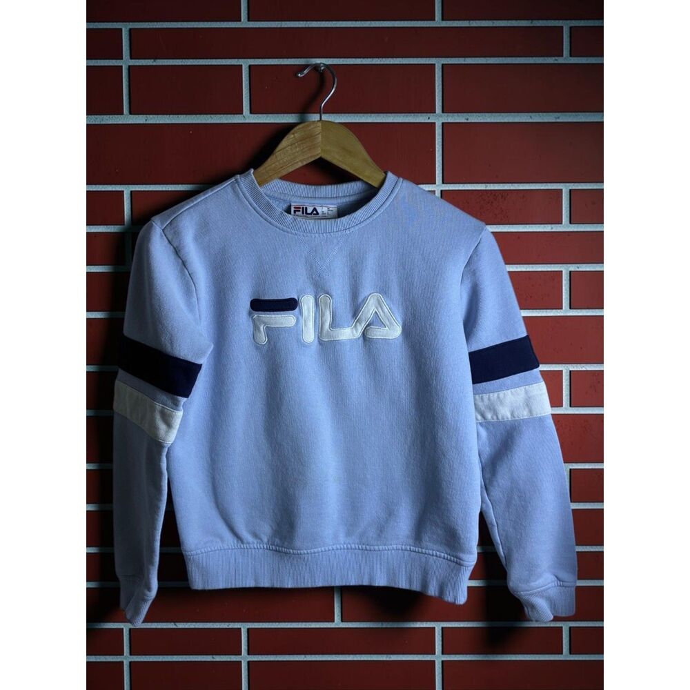 FILA Light Blue Embroidered Logo Crewneck Sweatshirt Women’s Small